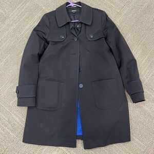 DKNY black and blue raincoat